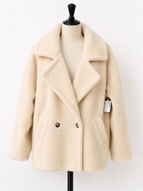 HYFVE Cream Faux Sherpa Double-Breasted Peacoat